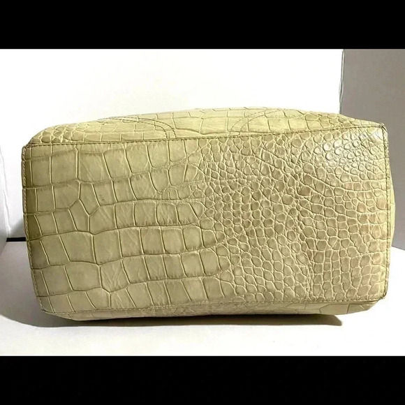 Furla beige embossed leather satchel handbag - Picture 3 of 13